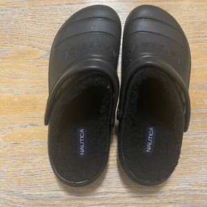 NAUTICA River Coast Cozy Clog Slides Shoes Men’s 7 Women 9, Black